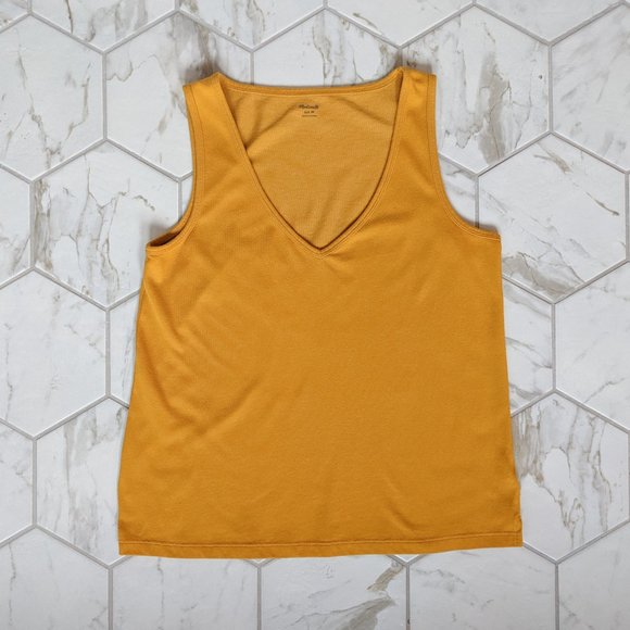 Pair of Madewell Tomboy V-Neck Tanks / clay red and bright gold - Picture 4 of 5